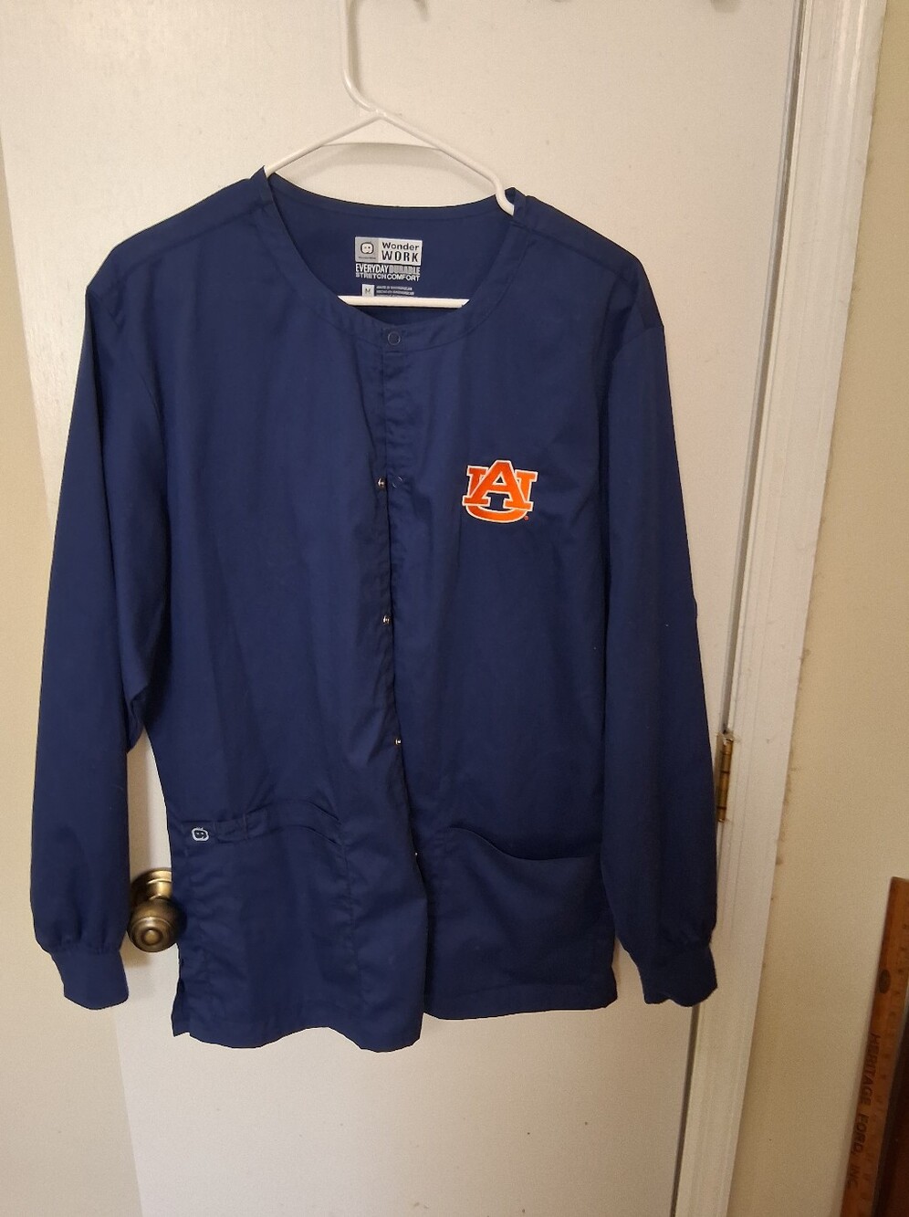 WonderWink Navy Jacket with Orange Auburn Logo